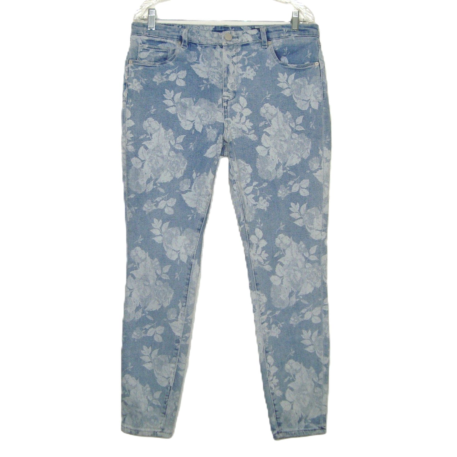 Blank Nyc The Bond Floral Discharge Jean Women's Size 31 Blue Mid-Rise Skinny